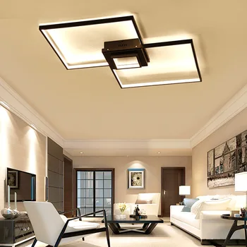 

Creative Modern Square Aluminum LED Ceiling Light For Living Room Bedroom Study AC85-265V White/Black Ceiling Lamp Fixture