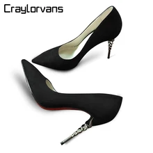 Craylorvans Top Quality Spike Heels 2017 Women Pumps Suede Pointed Toe Red Bottom High Heels Ladies
