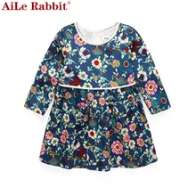 Одежда от «AiLe Rabbit», 18M-4 возраста платье для девочек Повседневное одежда с длинным рукавом, платье трапециевидной формы, платье принцессы, платья для девочек, осенняя одежда для малышей k1