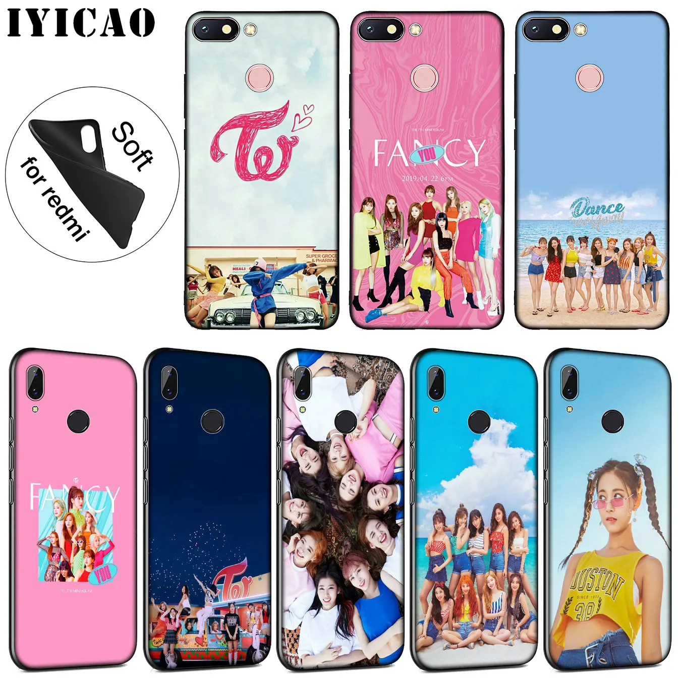 

IYICAO TWICE KPOP FANCY YOU Soft Silicone Phone Case for Xiaomi Redmi 6A 5A Note 7 4 4X 5 Plus 6 Pro Black TPU Cover