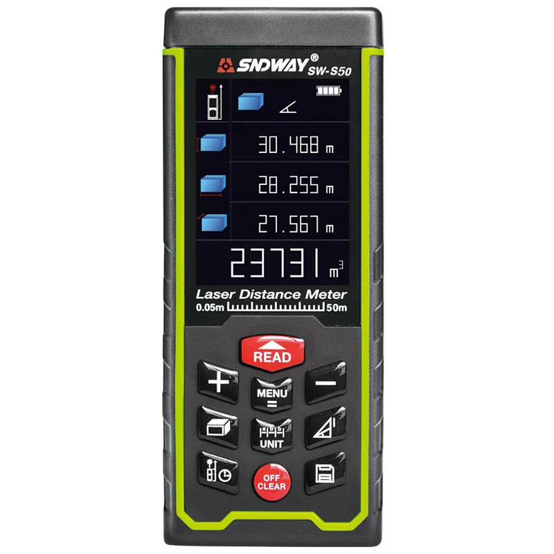 

SNDWAY Rangefinder HD Large Display Laser Distance Meter Length/Area/Volume/Pythagoras Measuring Meter Digital Laser Rangefinder