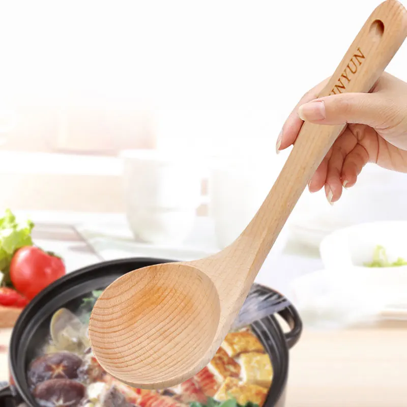 

Wooden Spoons Useful Cooking Tool Long Spoon Natural Wood Made Soup Scoop Wood Spoon kitchen Accessory