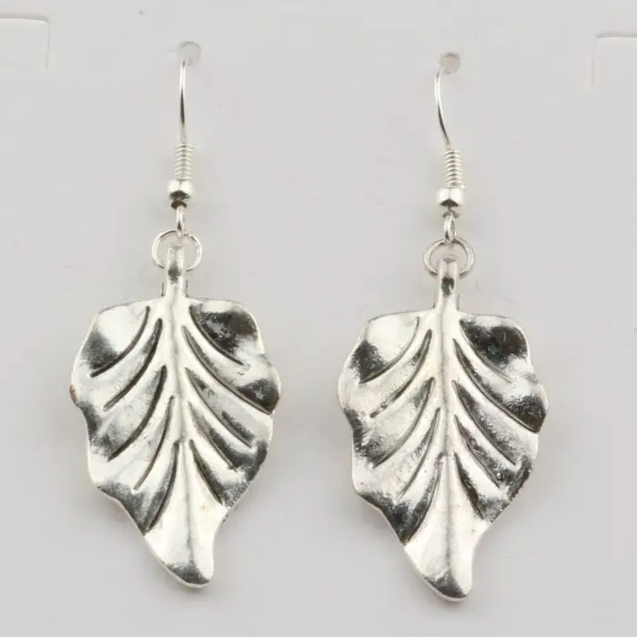 

20 Pair Tibetan silver Zinc Alloy Tree Leaf Drop Earrings 52*18mm YS1019