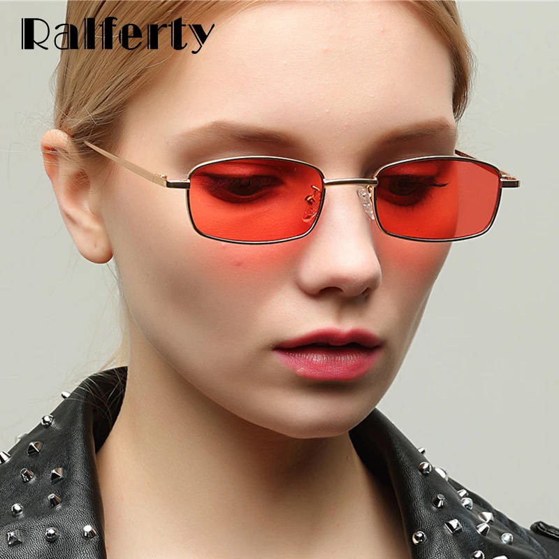 

Ralferty 2018 Retro Small Square Sunglasses Women Transparent Red Sun Glasses UV400 Rectangle Shades Eyewear Accessories W1348