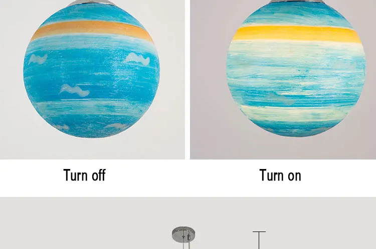 Акриловый абажур солнце Планета Земля декоративные подвесные лампы творческая личность планетарный космический светильник для мальчиков Спальня магазин лампа