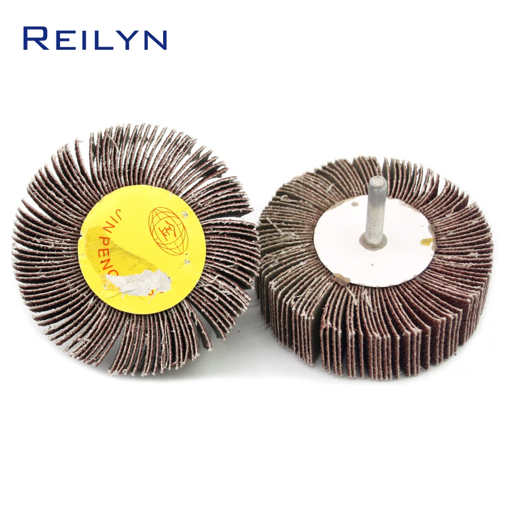 2 PC sand paper polishing wheel 6 x 80mm abrasive mops-wheel spindle mops mounted flap wheels grinding bits abrasive block