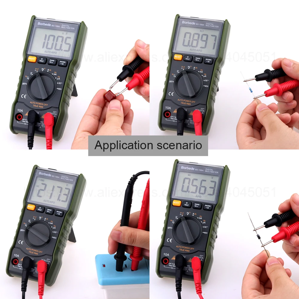 Borbede 168A мультиметр Цифровой мультиметр 6000 кол-во постоянного тока, переменное сопротивление емкости, квадратный выход, мини-тестер