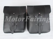 Quadrate Black Leather Motorcycle Saddlebag Saddle Bag Tool Bag Travel Luggage For Harley Universal Leather For Harley Bag Black