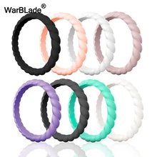 Moda 3mm fina trançado anel de silicone para as mulheres anéis de casamento esportes hypoallergenic crossfit flexível tecido anel de dedo de borracha