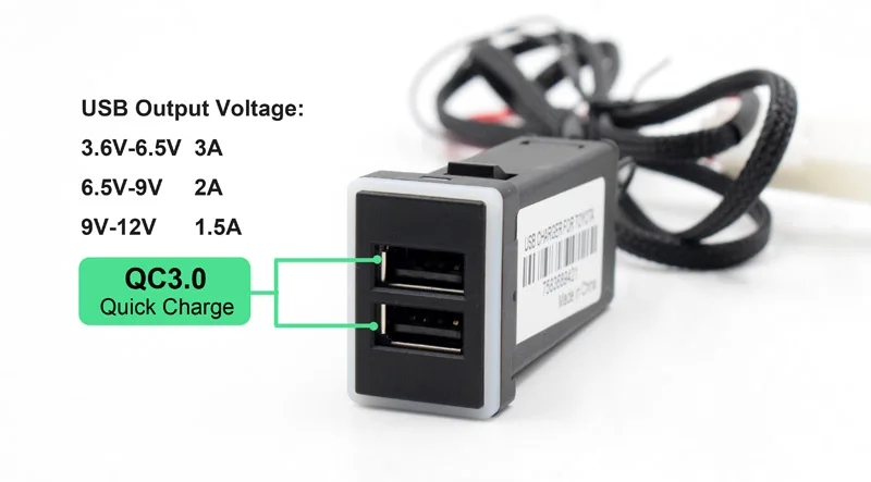 XCGaoon QC3.0 Quickcharge автомобильное зарядное устройство двойной USB телефон PDA адаптер DVR Plug& Play кабель для Toyota