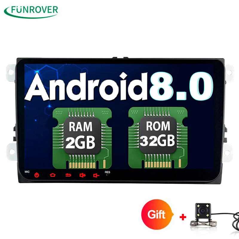 Funrover 2 Din 9 inch Quad core Android 8 0 font b car b font dvd