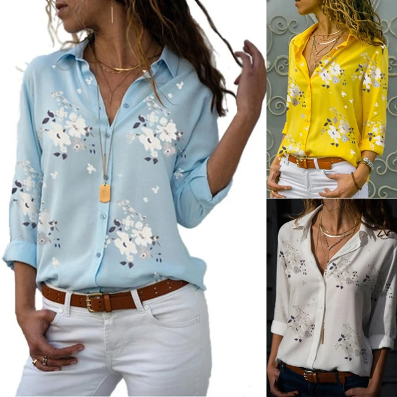 

Magriay Harajuku Long Sleeve Floral Chiffon Blouse Women 2019 Work Office Casual Shirt Plus Size Female Top Blusas Femininas 240