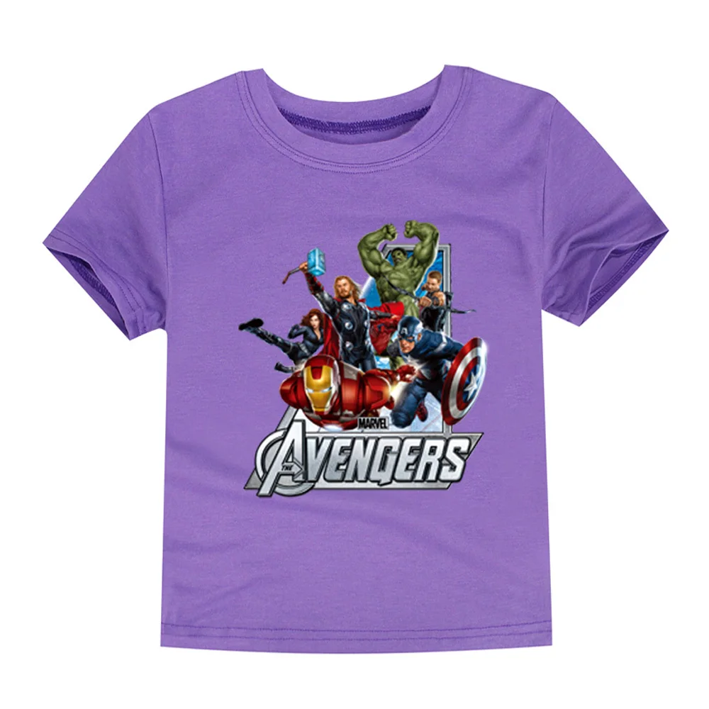 Летние детские футболки с героями мультфильмов Avenagers футболка с Мстителями для мальчиков и девочек Детские футболки с покемоном, летняя одежда От 1 до 14 лет