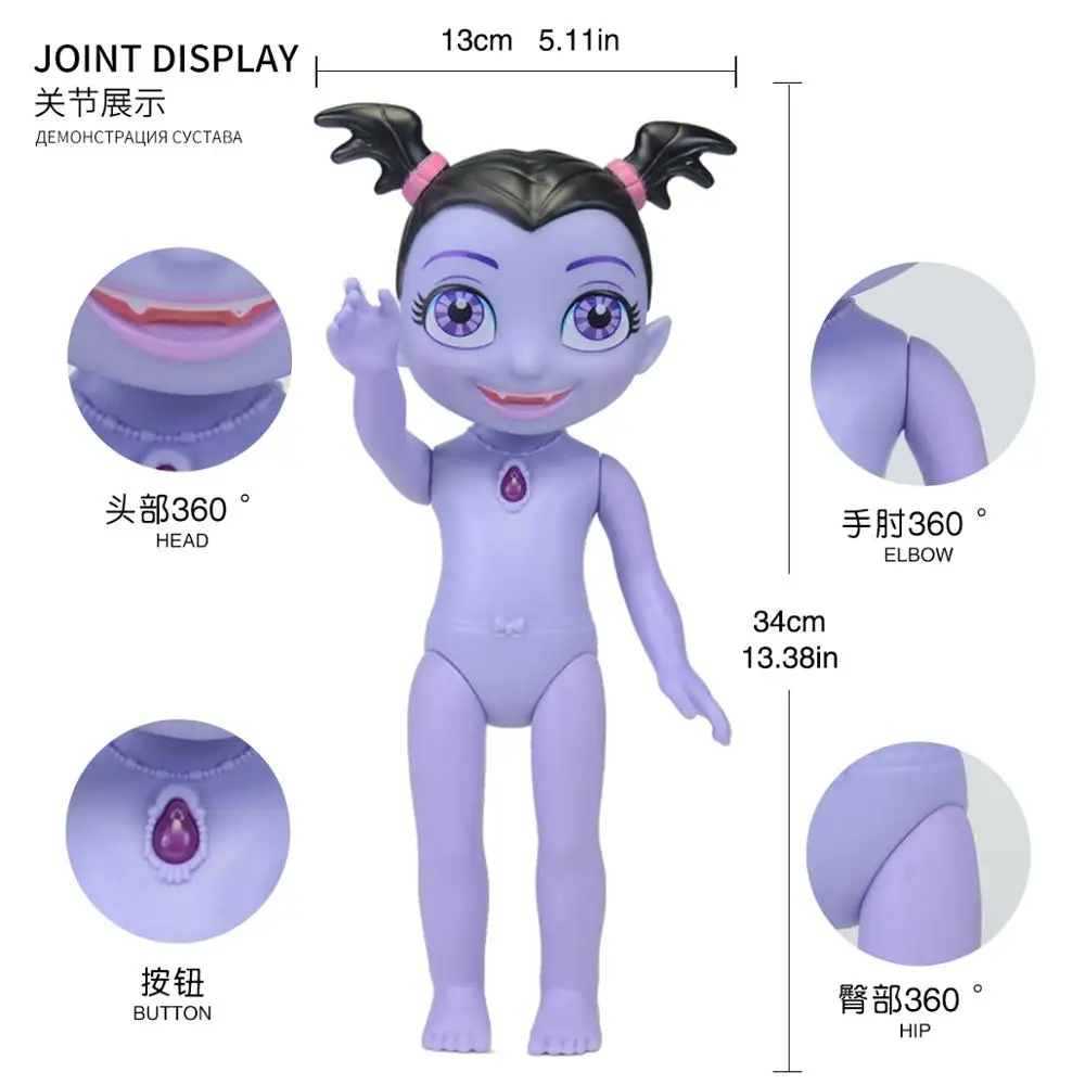 Cena 34cm wampir zabawki Junior Vampirina zabawki lalki ze światłem i zabawki muzyczne wampir Batwoman dziewczyna rysunek zabawki dla dzieci Brinquedos