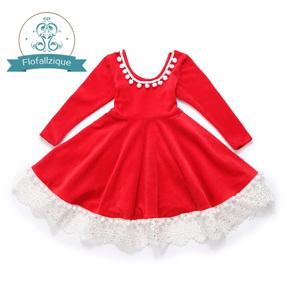 Платье для девочек; Осень-зима г.; бархатные Красные кружевные вечерние платья принцессы с кисточками на свадьбу; костюм; Рождественская Одежда для девочек; vestidos