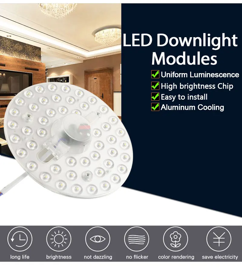 Magnet Easy Install AC220V 12W 18W 24W LED module ceiling Round Recessed Grid leds Downlight White led Spot Indoor Light