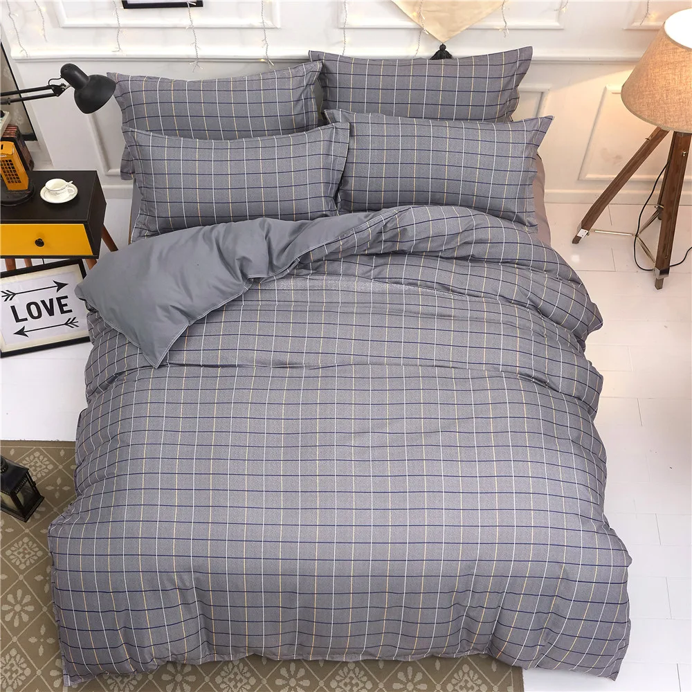 European Simple grey lattice Bedding Sets twin full Queen king Size
