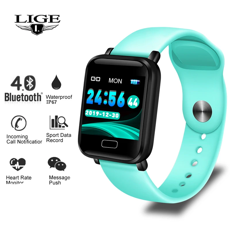 

LIGE Smart Watch Heart Rate Blood Pressure Monitor fitness tracker Smart Bracelet Waterproof Sport Smart Band For Android IOS