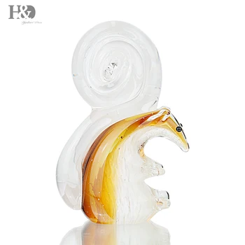 

H&D Xmas Gift Glass Animal Mini Statuettes Handblown Home Decor Multicolor Modern Squirrel Figurine Home Decoration Accessories