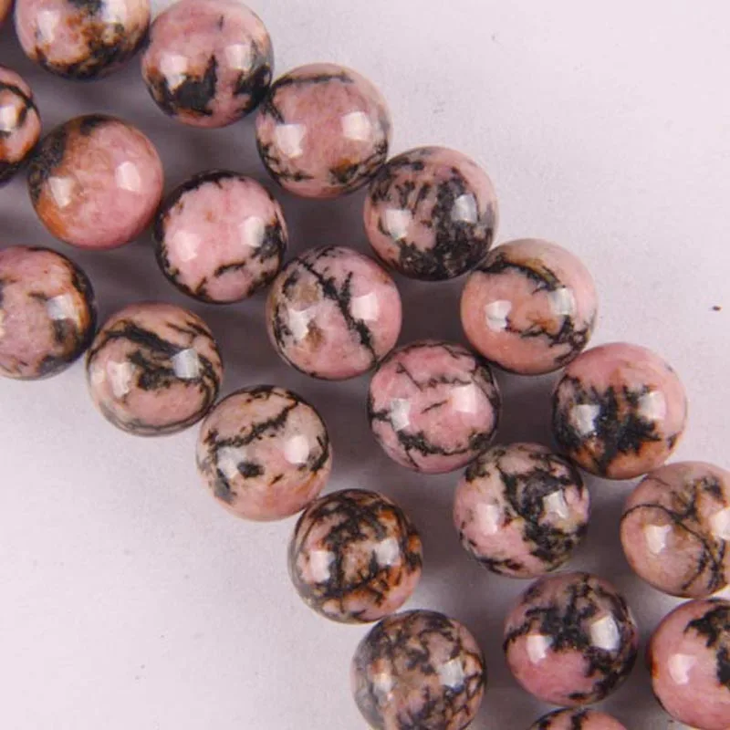 

10MM Natural Rhodonite Round Loose Beads 16 Inch Jewelry Making B043