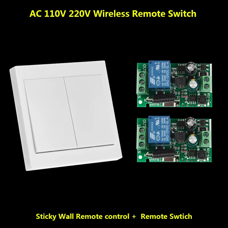 

433Mhz Remote Control Switch Wall Panel Wall Transmitter and RF Receiver for AC 110V 220V Ceiling Lamp Light Wireless Controller