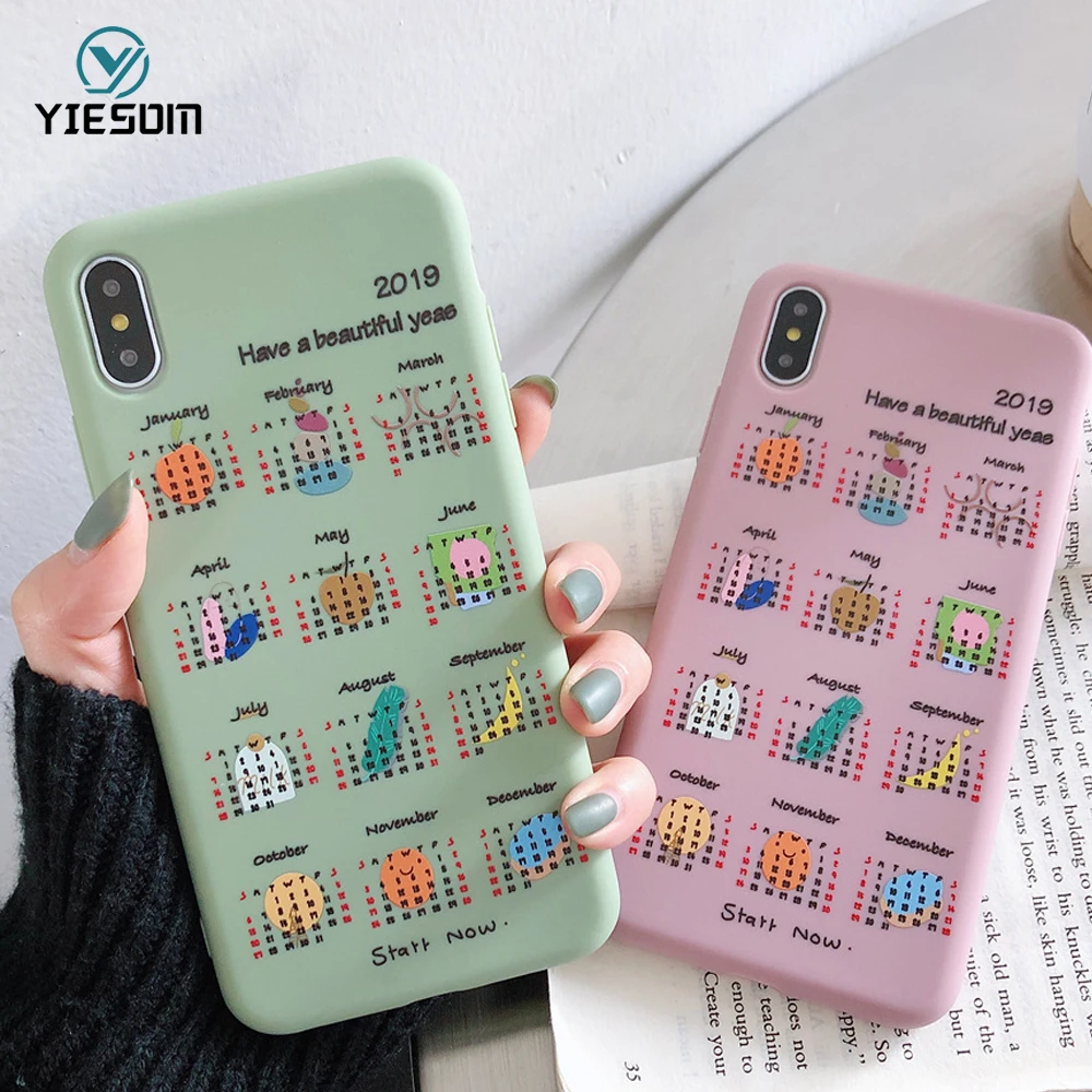 Case For iPhone XS XR Max 7 8 6S 6 Plus Luxury Cute English Calendar Phone Cases X Soft TPU Silicone Cover |