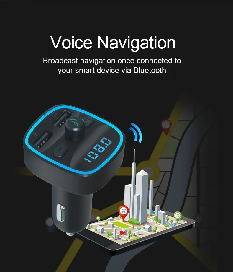 Bluetooth 5,0 приемник автомобильный MP3 музыкальный плеер fm-передатчик двойной зарядное устройство USB U диск карта памяти без потерь Музыкальный плеер