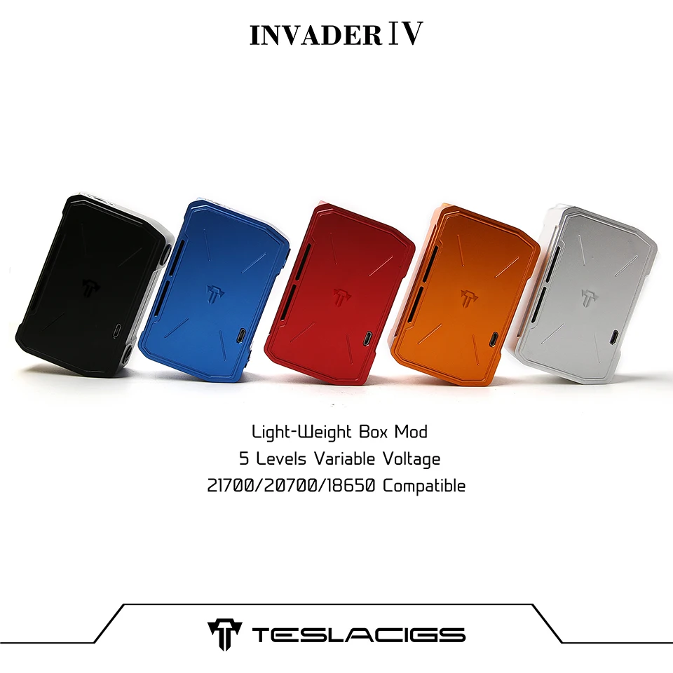 

New Tesla Invader 4 Invader IV VV Box MOD Teslacigs IV 280W E-cigarette Fit 21700/20700/18650 Battery 5 Levels Variable Voltage