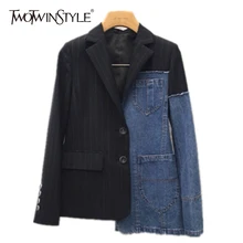 Denim asymmetrical blazer