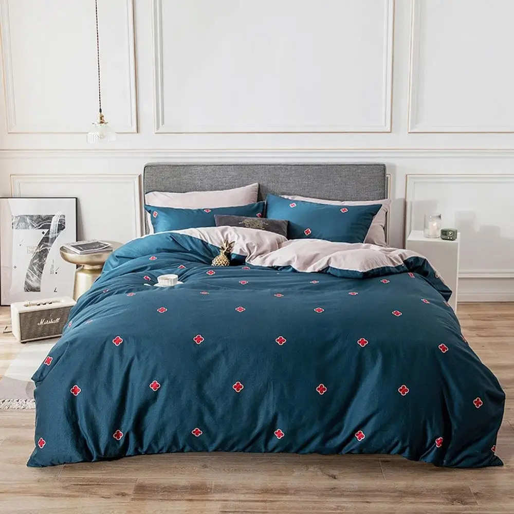 

2019 Red Crosses Dark Blue Brief Bed Cover Duvet Cover Set Cotton Bedlinens Twin Queen King Flat Sheet Fitted Sheet Bedding Set