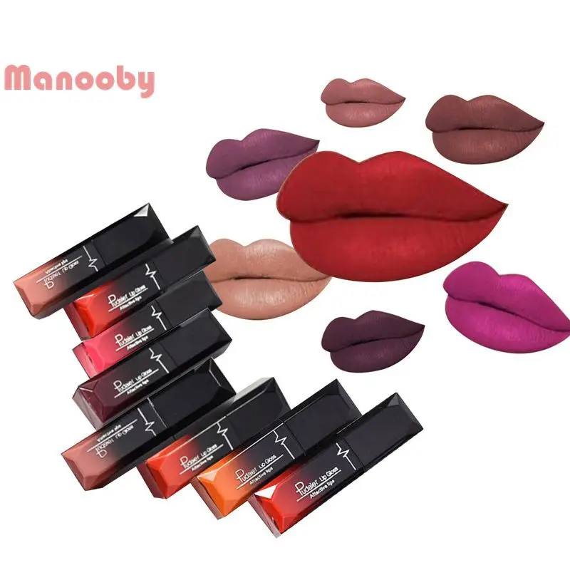 

Manooby 2018 New Waterproof Matte Lipstick Cosmetic Sexy Batom Mate Lip Tint Liquid Lipgloss Makeup Lasting 24 Hours