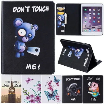 

Cartoon Stand Leather Cover for Apple ipad 2 ipad 3 ipad 4 Tablet Case Animal Bear Pig Butterfly Flower Wind chime Iron Tower