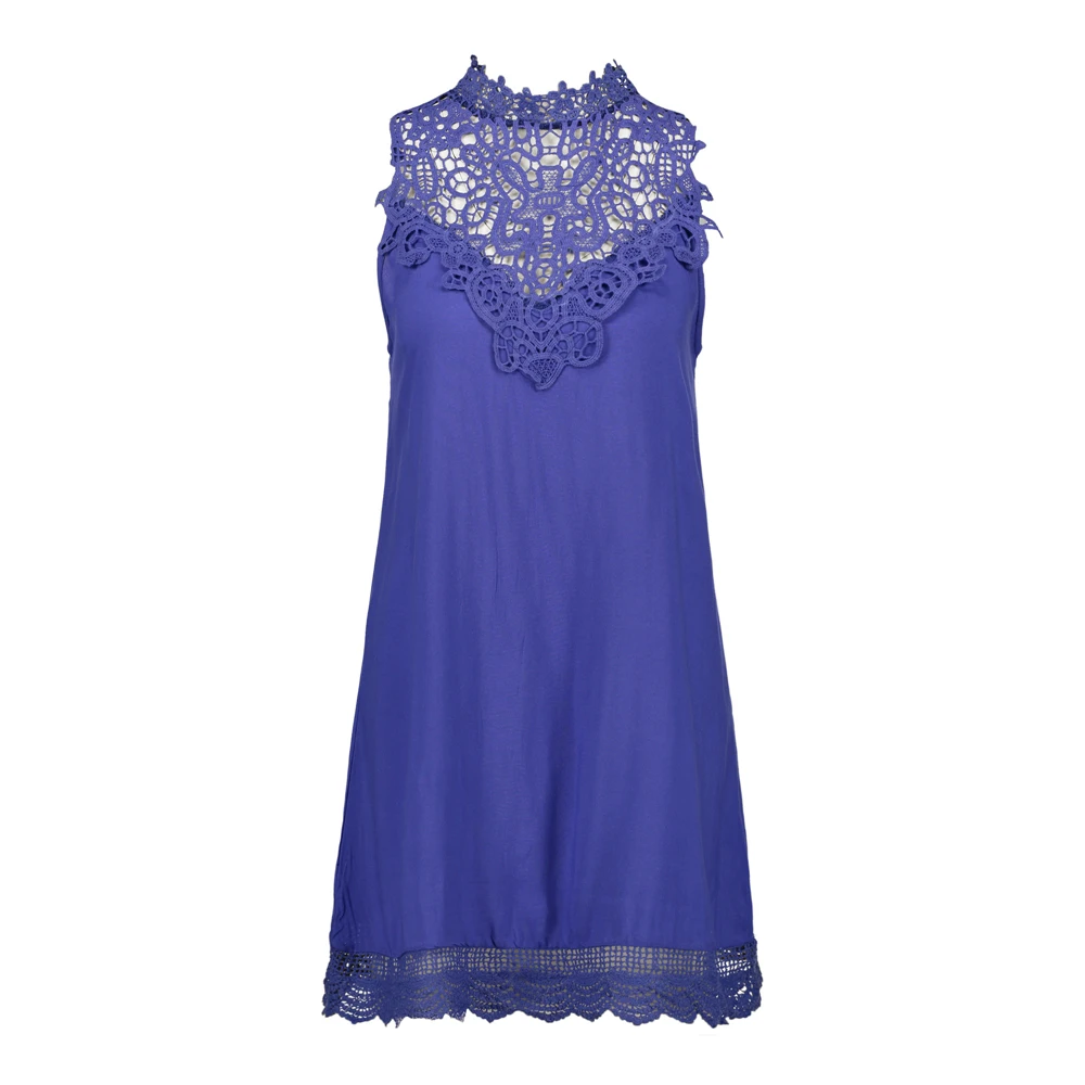 

Louyebouho Women 2019 Sexy Lace Sleeveless Mini Dress Summer Casual Solid Color Slim Dresses Party Vestidos Beachwear Sundress