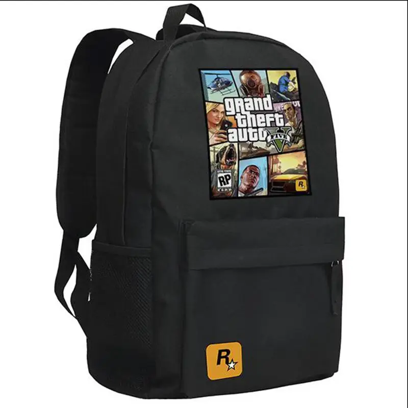 

Free shipping 2018 New Game Grand Theft Auto GTA5 Unisex Printing Canvas Fashion Backpack School Bags for Teenagers