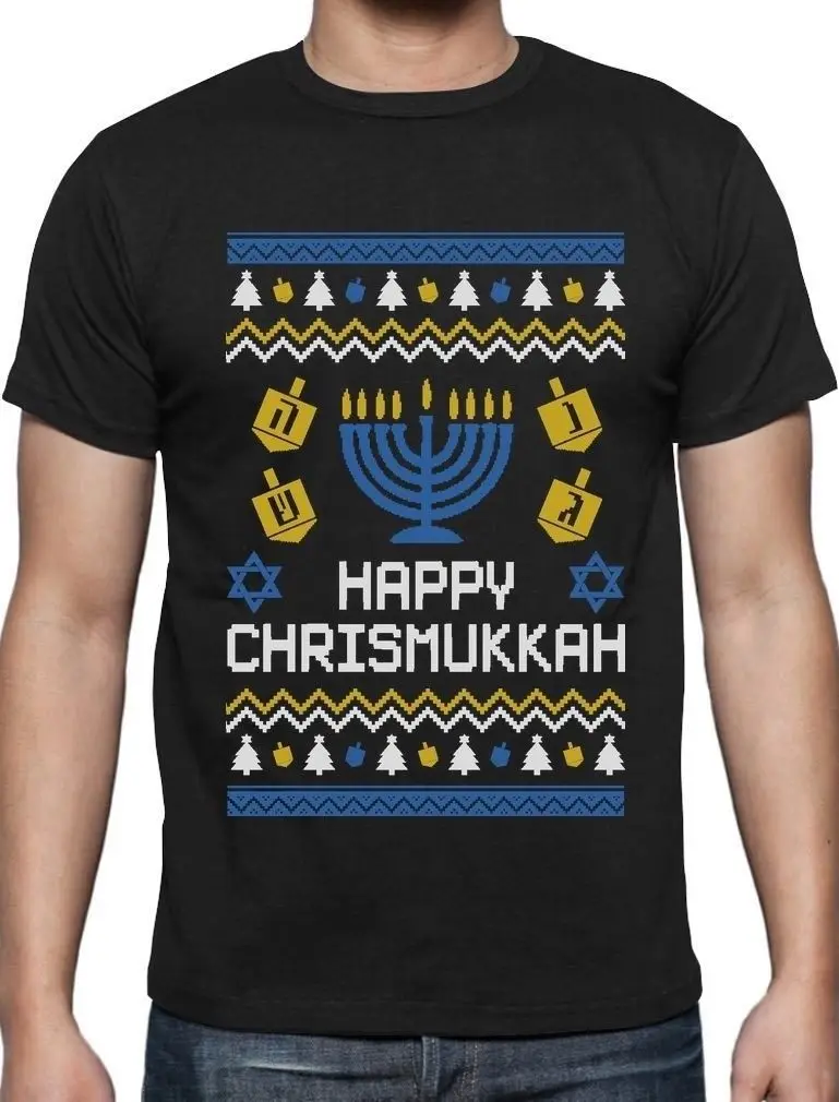Happy Chrismukkah Рождество Ханука Ugly Рождественский подарок хип-хоп Новинка футболки