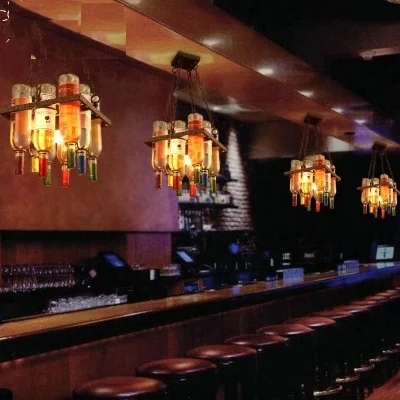 Retro estilo loft botella arte droplight LED colgante luminarias lámpara colgante vintage Iluminación industrial lamparas colgantes