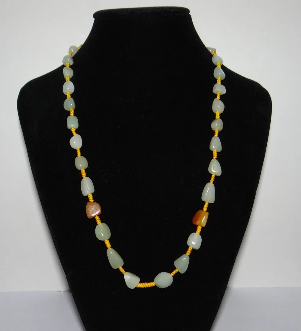 

1592 Nature Hetian Jade Yellow and White Triangle Beads Necklace Pendants
