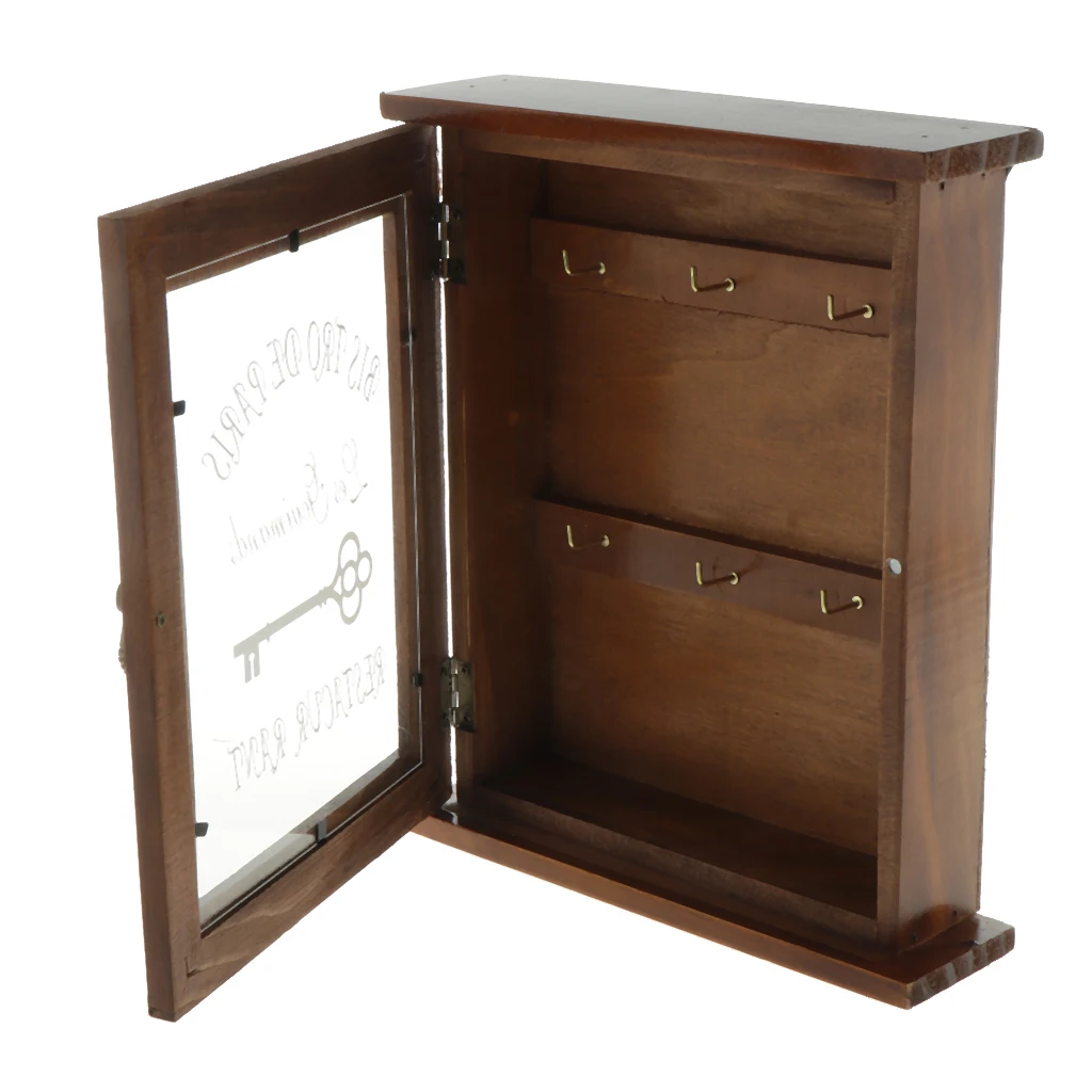 Vintage Wooden Key Storage Holder Box With Hanging Hooks Decorevia