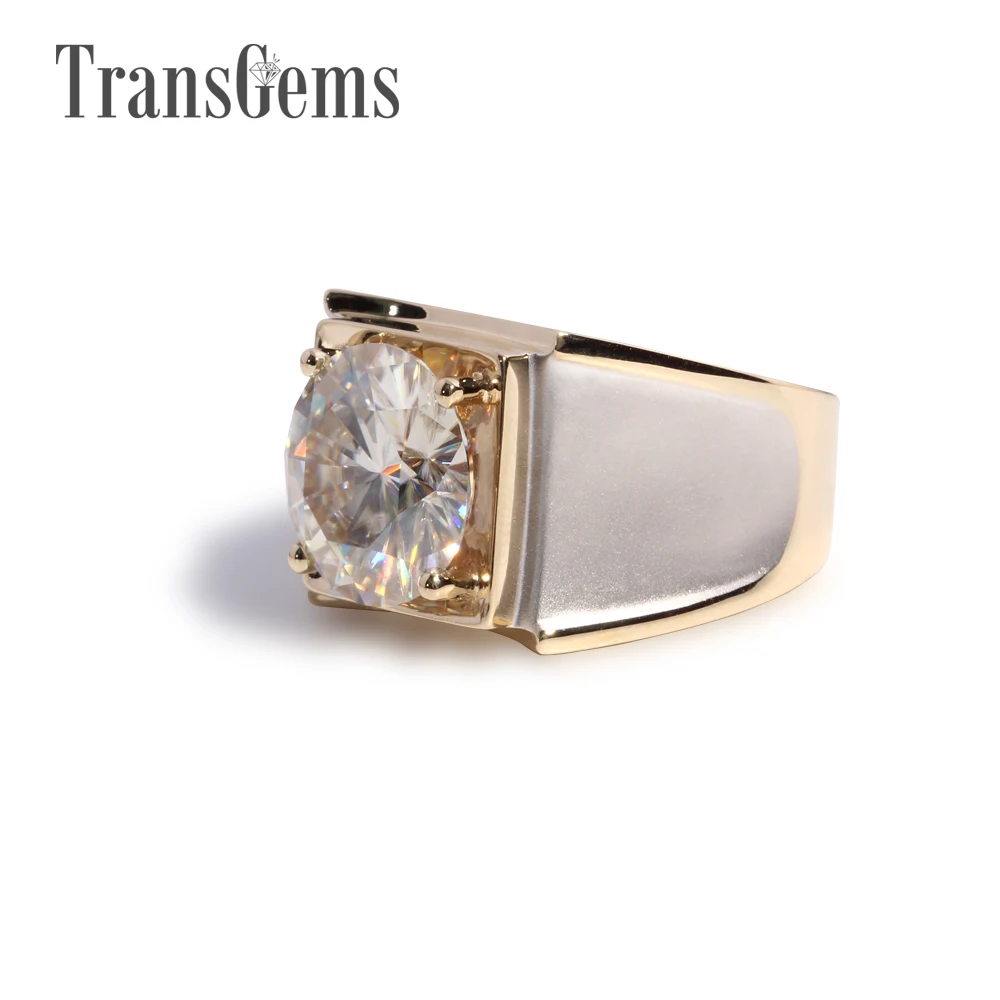 Transgems 3 карата твердое 585 Золото классическое мужское кольцо тонкое натуральное