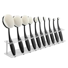 Hot Sale Useful 10 Toothbrushes Oval Makeup Brushes Holder Stand Storage Box Display
