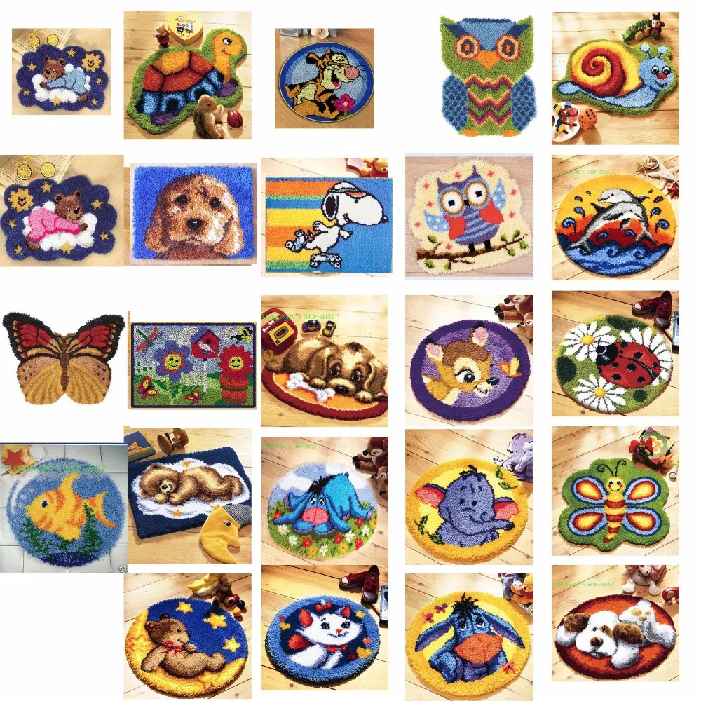 

3th Latch Hook Kit Rug Cushion Pillow Mat DIY Craft BEARS and tiger Cross Stitch Needlework Crocheting Rug Embroidery
