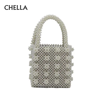 

Women Vintage Top-handle Purse Fashion Female Evening Handmade Pearl Bag Lady Luxury Design Beaded INS Popular Chic Tote SS0409