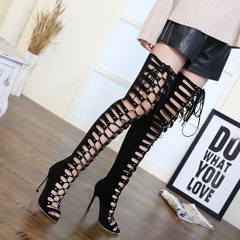 LTARTA Lace High-heeled Shoes Roman Sandals Women's Shoes high heel boots Hollowing out Sexy Party Club Boots ZL-ZG938-80