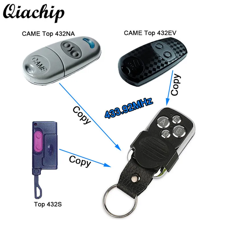 

QIACHIP 433.92 Mhz 4CH Universal Copy CAME TOP432NA TOP434NA Remote Control Duplicator With Battery For Garage Door Gate Key Fob