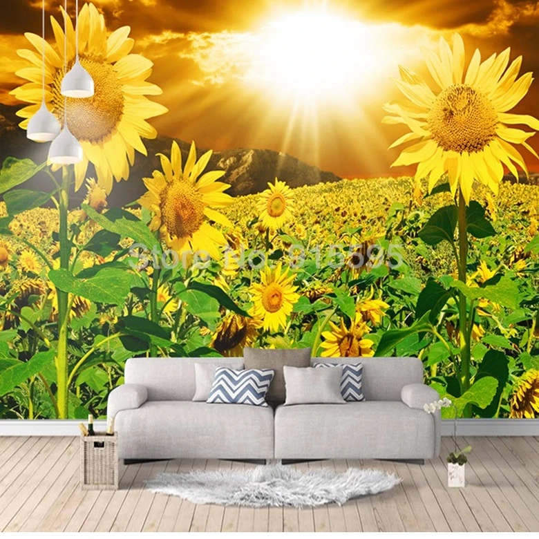 Пользовательские 3D фото обои солнечного света Красивый Подсолнух Гостиная диван Спальня ТВ фоне стены живопись нетканые обои