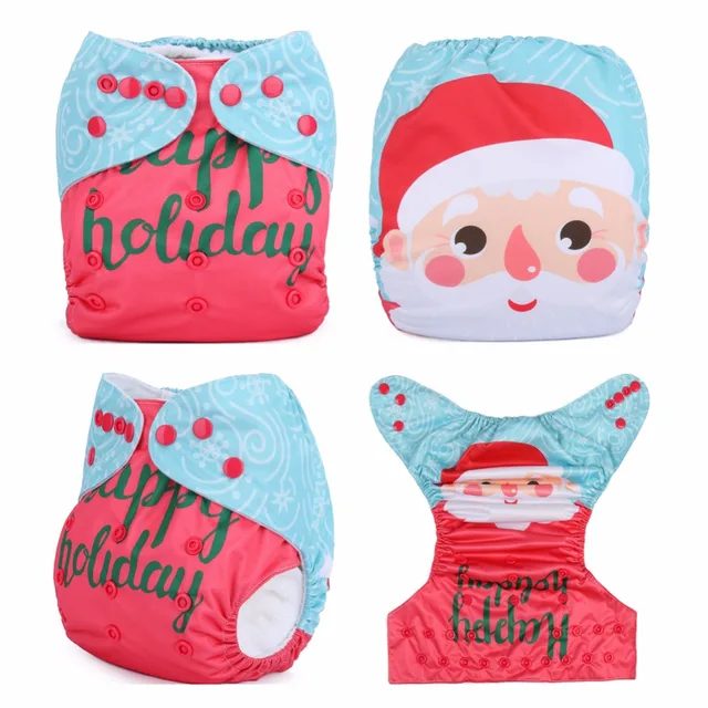 Christmas Diaper Baby Cloth Diapers Pocket Diapers Reusable One Size fits NB to 13KGin Baby