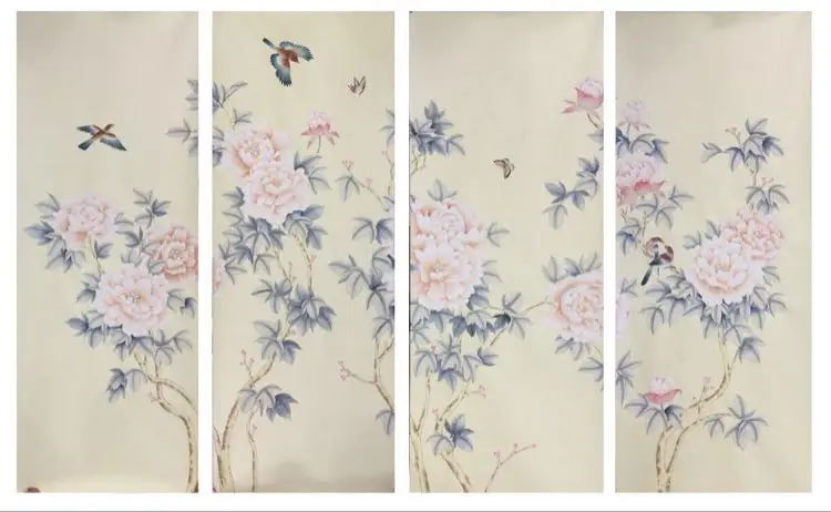 

Hot sales Classic elegant Hand-painted silk wallpaper painting plum blossom wallcovering many arts and background optional