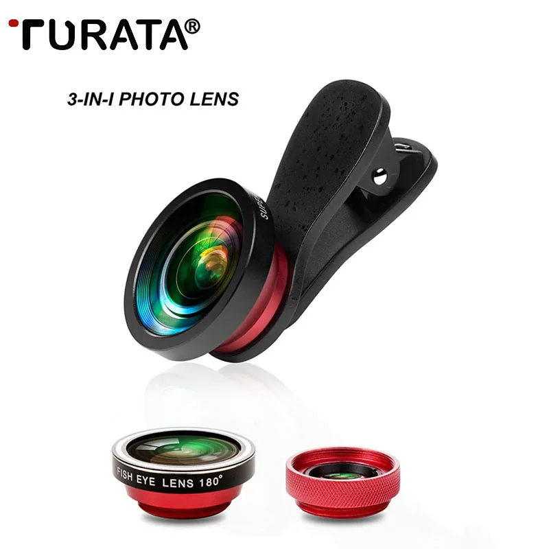 Turata профессиональные телефон Объективы для фотоаппаратов комплект 180 градусов