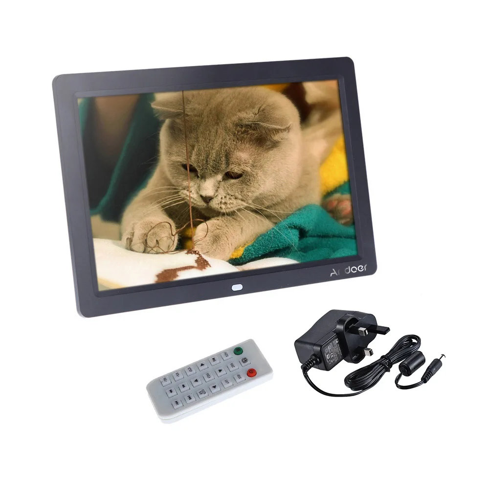 Andoer 1" HD Цифровая фоторамка TFT-LCD 1280*800 полный обзор фотоальбом будильник MP3 MP4 видеоплеер цифровая фоторамка - Цвет: Black