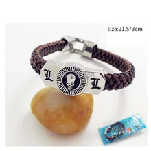 Рождество подарок мультфильм ТВ карнавальный костюм Death Note L. Lawliet логотип кулон кожаный браслет